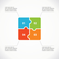Puzzle piece infographics, background, vector icon.