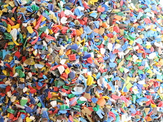 Fototapeta na wymiar shredded plastic bottles