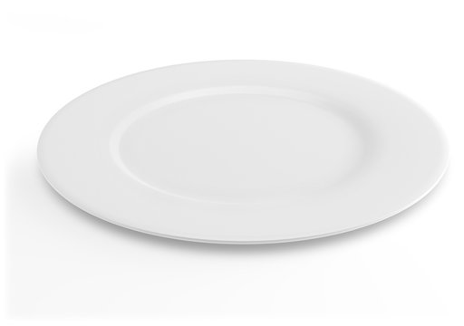 Empty white dinner plate isolated on white background
