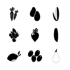 icon Fruits And Vegetables with lemon leave, mango, citrus, citrus fruit and eatable