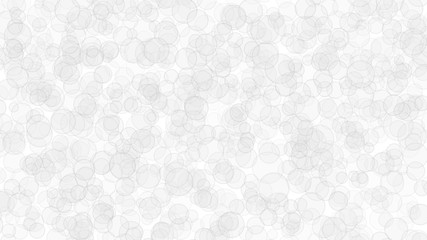 Abstract light background of translucent circles with outlines. Backdrop with randomly distributed geometric shapes in white colors.