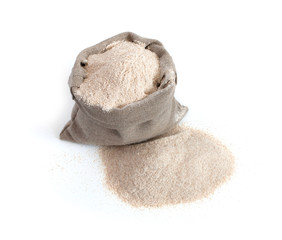A bag of flour. Flour poured next. Isolate. View 6. Sample