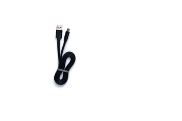 Isolated black phone charger type-c on white background