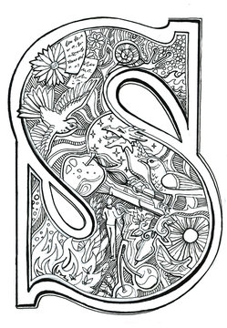 the letter S in style of dudling
