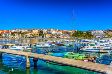 Fototapeta na wymiar Seafront view at coastal town Stobrec in suburb of Split city, Croatia Mediterranean. 