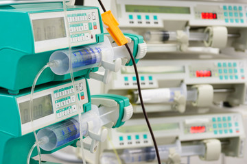 Several syringe pumps in ICU