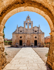 Arcadi Monastery behind the Arch. Crete. Greece.