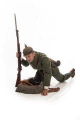 Actor in the form of a German infantryman from the times of the First World War