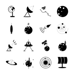 icon Cosmos with cassiopeia, astronaut, astrology, satellite and astro