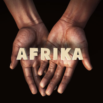 African hand with text Afrika