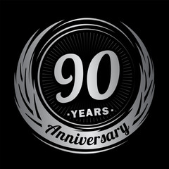90 years anniversary. Anniversary logo design. 90 years logo.