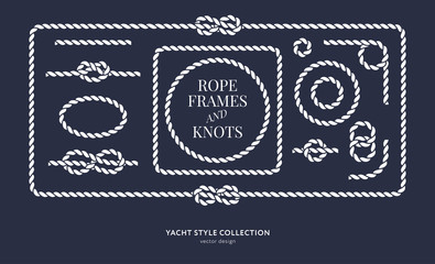 Nautical rope knots and frames - obrazy, fototapety, plakaty