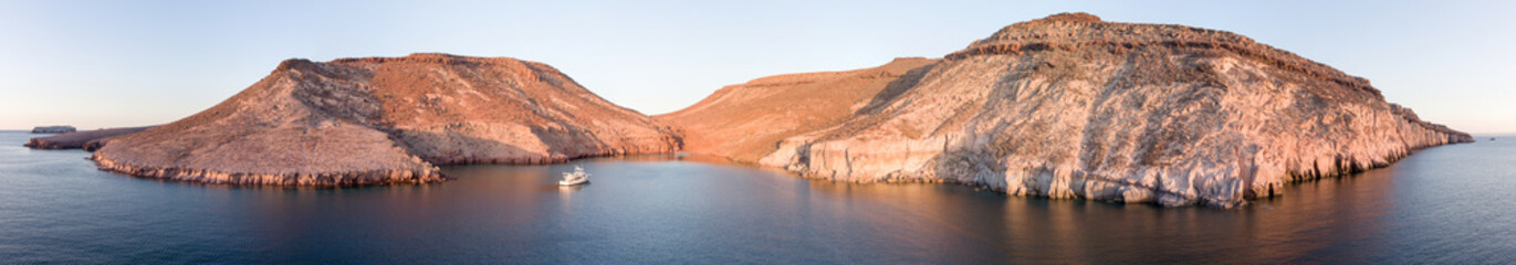 Fototapeta na wymiar Aerial panoramics from Espiritu Santo Island, Baja California Sur, Mexico.