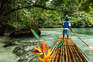Poster de jardin Nature     Bambus Fahrt in blue lagoon auf Jamaika 
