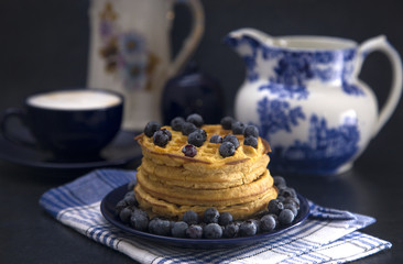 Stack of Classic Waffles with Blueberries