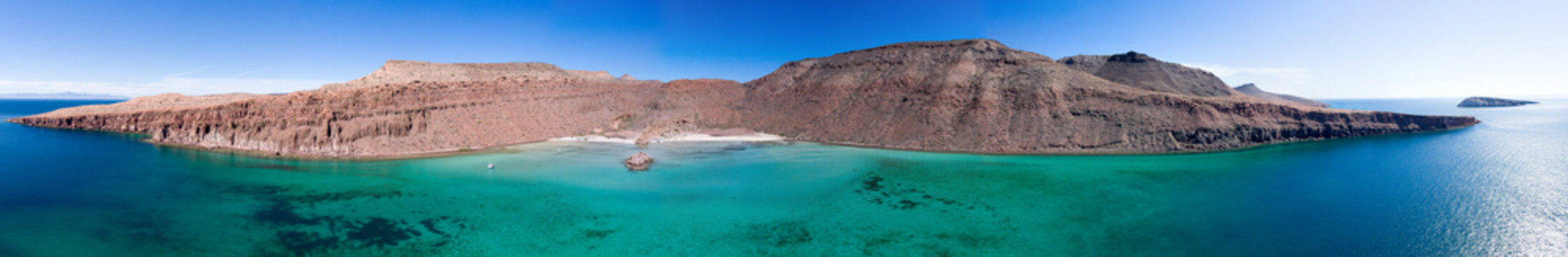 Aerial panoramics from Espiritu Santo Island, Baja California Sur, Mexico.