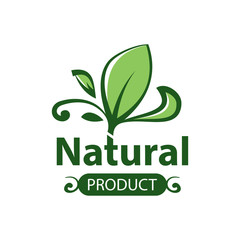 Natural product logo design vector template. Leaf icon