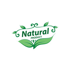 Natural product logo design vector template. Leaf icon