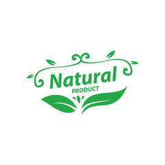 Naklejka premium Natural product logo design vector template. Leaf icon