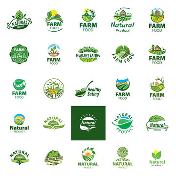 set of vector logos healthy food