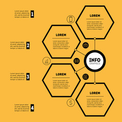 Education, technology, industry or science concept with 4 processes, values, parts, options or steps. Business presentation. Infographic template.