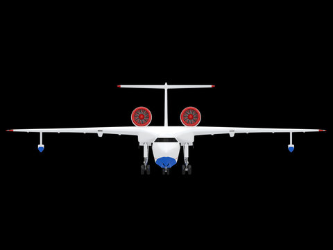 airplane icon from side or front view isolated on a black background 3d rendering