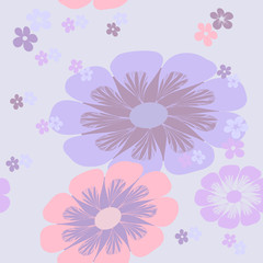 Seamless floral pattern on a spring theme in pastel colors, decorative flowers on a light blue background the pattern is suitable for the design of wrapping paper,  textiles.