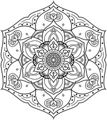 mandala-hand drawing-black-and-white-Decorative mandala isolated on white background. Indian ornament. Vector illustration. Hand drawn background.