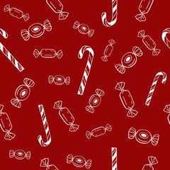 Candy seamless pattern. Hand drawn cartoon illustration with candy   sweet. Sweet background for kids textile, wrapping paper, wall art design.