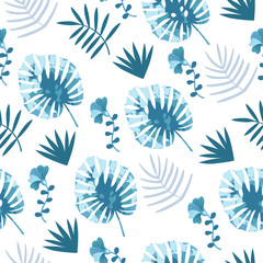 Fototapeta na wymiar jungle pattern vector seamless background blue