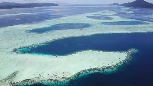 Aerial of Beautiful Coral Reefs in Raja Ampat