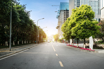 empty highway with cityscape and skyline of chongqing,China.