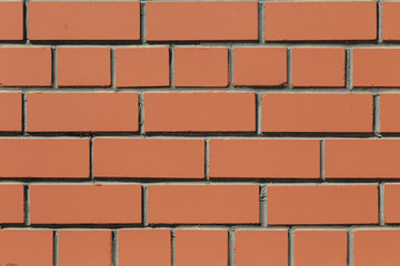 Obraz premium Front close-up view of a flat brick wall with the bricks symmetrically spread out