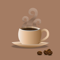 Coffee with grains. A coffee concept, graphically painted.