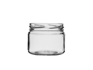 old empty glass jar with screw thread for canning, isolated on white background