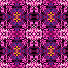 Seamless striped vector pattern with tribal and ethnic motifs