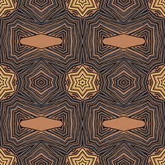 Seamless striped vector pattern with tribal and ethnic motifs