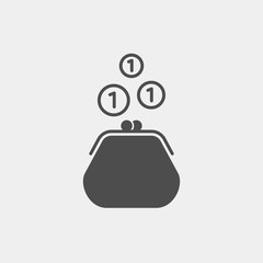 Purse flat vector icon. Money flat vector icon