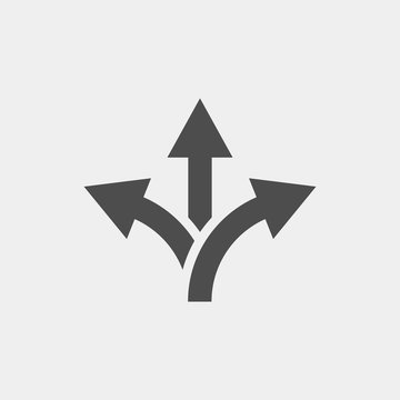 Branching arrow flat vector icon. Arrow triple flat vector icon