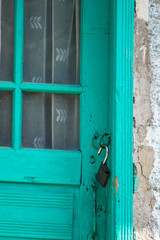 Old door with metal locker