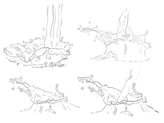 Collection doodle fresh splash and flow