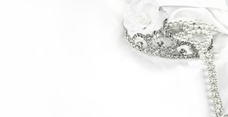 Wedding elegant white light empty background with sparkle corner decoration © sangriana