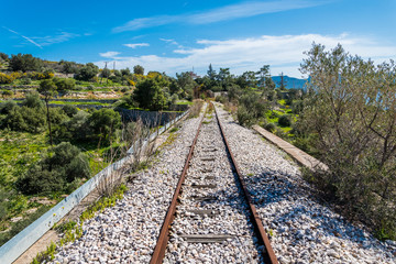Fototapeta premium An old railway track at Eleusina in Attica Greece