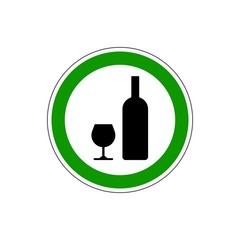 STOP! Yes! Alcohol sign. VECTOR. The icon with a green contour on a white background. For any use. Illustration.