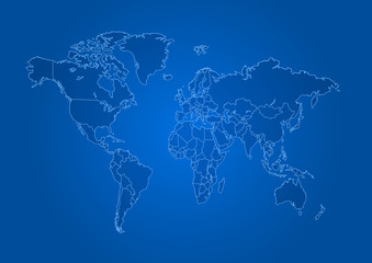 Fototapeta premium World map blue embossed style
