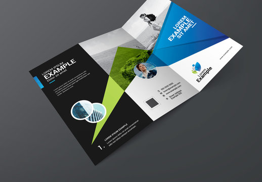 Green and Blue Trifold Travel Brochure Layout