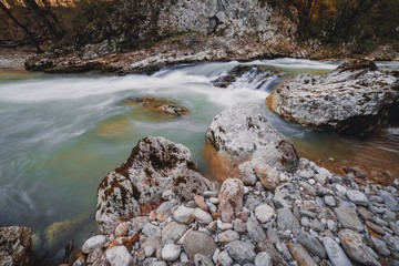 streaming river in mountains