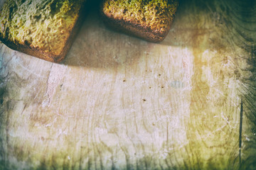 Cakes home-baking on wooden board