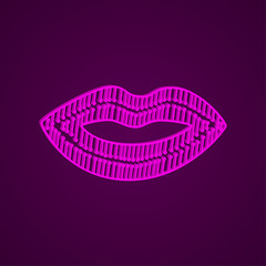 Sexy lips of a woman drawn with circles and lines. Vector lips of a woman.
