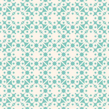 Vector geometric floral ornamental pattern. Seamless texture, mint green color